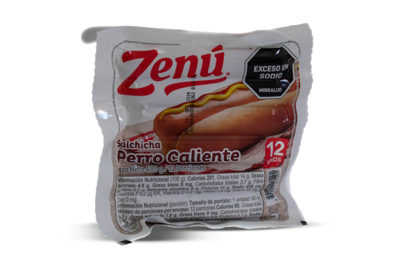 SALCHICHA PERRO CALIENTE X 12 UND 480 GR ZENU