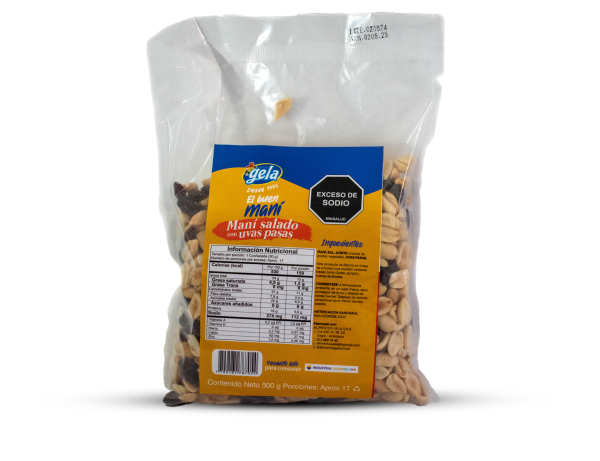 MANI SALADO PASAS 500gr GELA