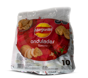 PAPAS ONDULADAS SABOR TOMATE 32G X 10 UNDS MARGARITA