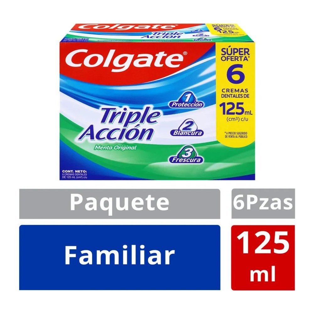 COLGATE TRIPLE ACCIÓN PROTEC 125 ML CJ 6