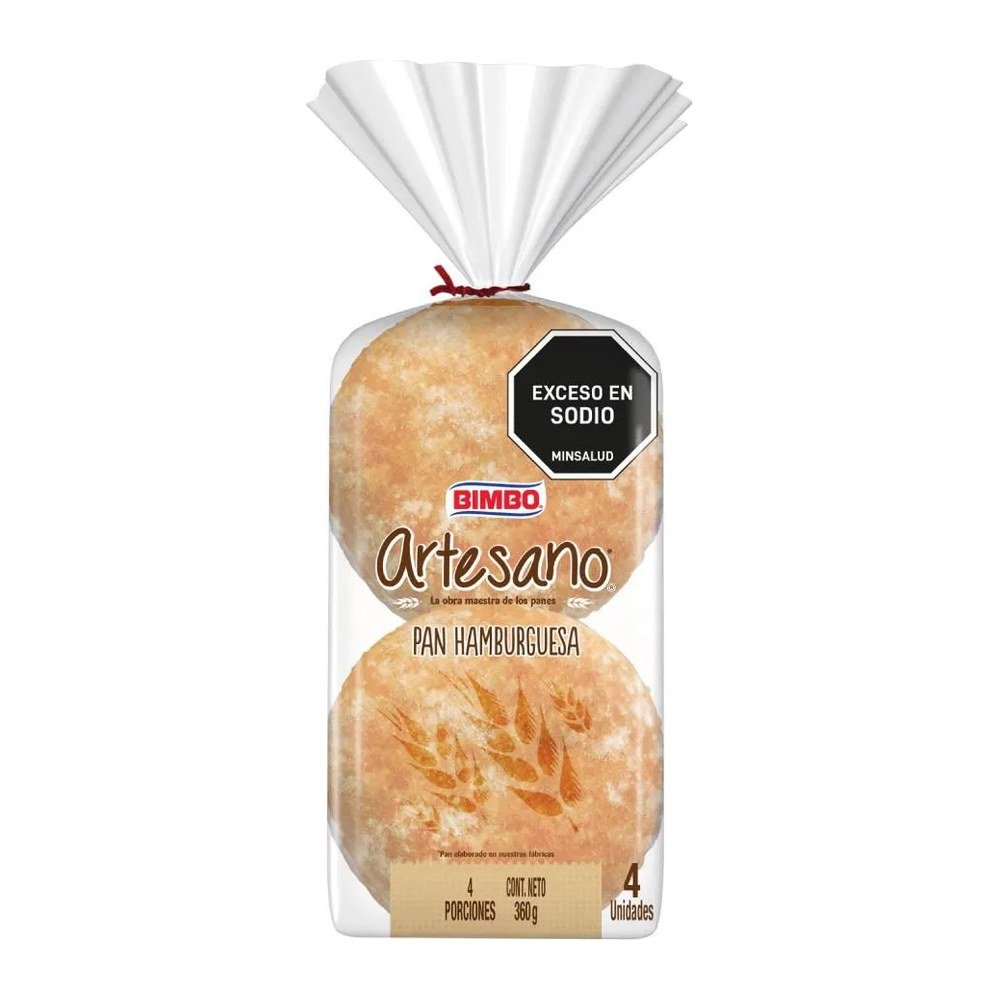 PAN ARTESANO HAMBURGUESA 360 GR X 4 UNDS BIMBO